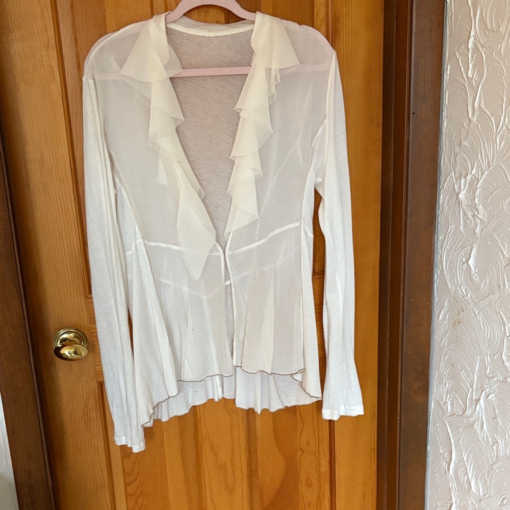 Anthropologie Cream Sheer Blouse